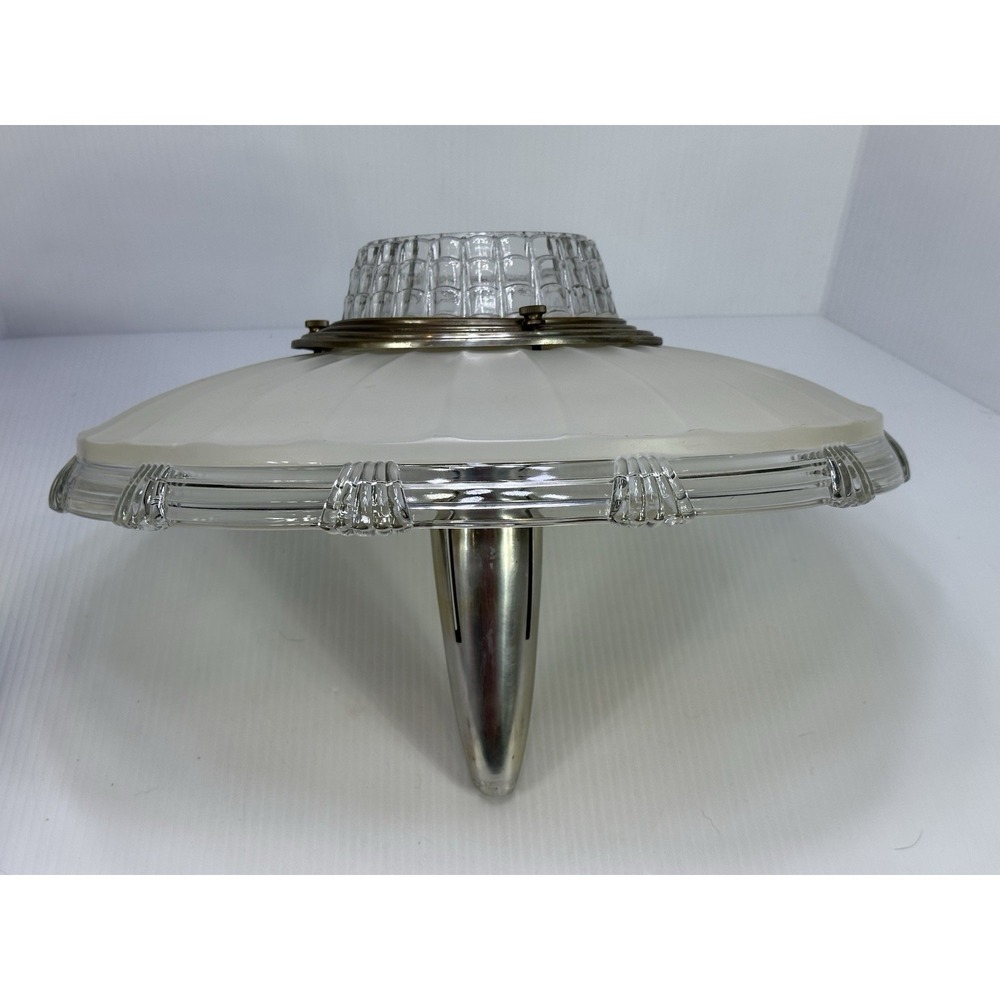 ANTIQUE ART DECO CHANDELIER‎ LIGHT FIXTURE ORIGINAL ORNATE GLASS SHADE